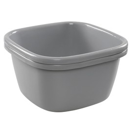 Ggbin 18 Quart Plastic Wash Basin Tub, 2 Pack Square Deep Dishpan, Grey