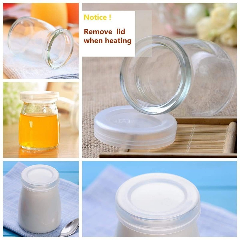 Dailydanny 6 Pcs Yogurt Pudding Jars Bottles With Plastic Lids