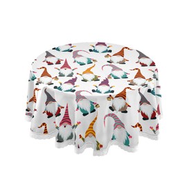 Christmas Tablecloths Christmas Gnome Decoration Seamless Tablecloth for Round Tables, Dinners, Party