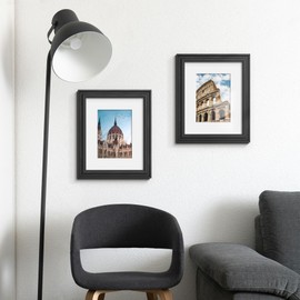 PEALSN 8x10 Picture Frame Set of 6, Display Pictures 5 x 7 with Mat or 8 x 10 Without Mat, Wall Gallery Photo Frames for Wall Mounting or Tabletop Display, Black Woodgrain