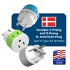 OREI Denmark Power Plug Adapter with 2 USA Inputs -