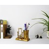 Music-Themed Pencil Holder with Hourglass, Resin Desktop Organizer for Office