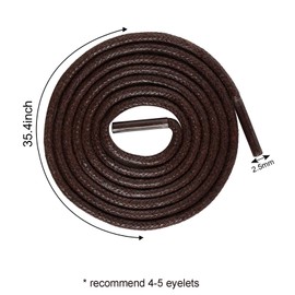 Nydotd 4 Pairs Waxed Round Shoe Laces Dress Waxed Shoelaces Oxford 3/32" Thin for Formal Business Men or Women, Dark Brown, 35.4 Inch