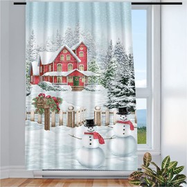 Violetpos Curtains for Living Room Bedroom 1 Piece Winter Christmas Snowman 135 x 175 cm W/H