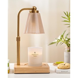 HONGZZI Candle Warmer Lamp - Electric Candle Warmer with Timer, Adjustable Height & Brightness, 2 Replacement Bulbs, 1-Year Warranty - Perfect for Jar Candles, Kitchen, Living Room, Bedroom (Gold)