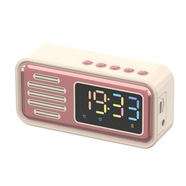 Bluetooth Speaker Portable Innovative Retro Tabletop Alarm Wireless Speaker with LED Color Screen Beige