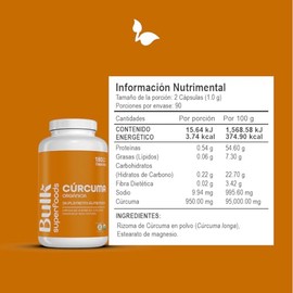 BULK SUPERFOODS Cúrcuma Suplemento Alimenticio 100% Natural