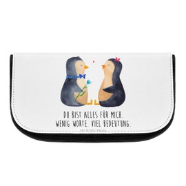 Mr. & Mrs. Panda Cosmetic Bag Penguin Couple Gift Toiletry Bag Love Great Love Dream Couple in Love Wedding Gift Toiletry Bag, White, Hand Drawn