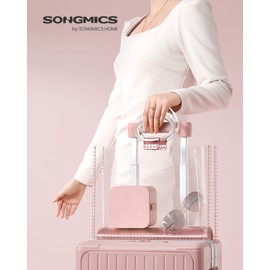 SONGMICS Travel Jewellery Box Small 2 Tier Jewellery Storage Portable Jewellery Travel Case for Larger Accessories 11.2 x 11.8 x 7.2 cm Gift Idea Pastel Pink JBC185R02