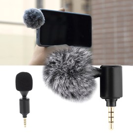 Lavalier Microphone, Clip-on Omnidirectional Condenser Microphone with Windshield Cap, 3.5 mm Jack for Mobile Phones/Cameras/Motion Cameras with 3.5 mm Jack