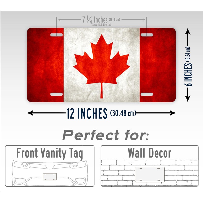 Canada Flag License Plate Maple Leaf Red & White Canadian