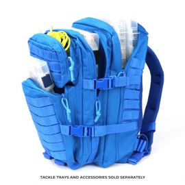 OSAGE RIVER Fishing Tackle Backpack with Fishing Rod Holder, Large Fishing Tackle Bag for Tackle Trays, Tackle Box Backpack for Bass Fishing Camping Traveling Hunting, Electric EEL Blue