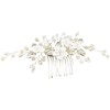 BETITETO Flower Bridal Hair Pieces with Comb Pearl Floral Rhinestone