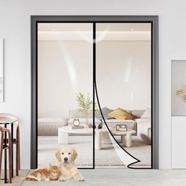 Transparent Insulated Door Curtain，Skloopearg Magnetic Thermal Door Screen Auto Closer Fits Doors Up to 60" x 80", to Keep Warm in Winter Cool in Summer for Air Conditioner Room, Kitchen, Bedroom