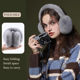 ALIBRAHIM Ear Muffs for Men & Women - Winter Ear Warmers - Classic Fleece Unisex Winter Warm Earmuffs - Windproof Plush Earmuffs Foldable For Boy/Girl - Grey