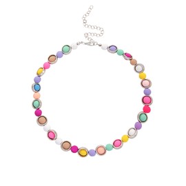 MOEEIJEW Colorful Bead Necklace for Women Cute Arcylic Beaded Choker Charm Necklace Boho Necklace Jewelry (Color A)
