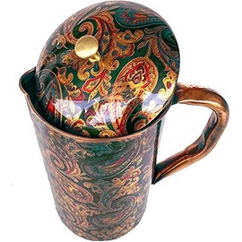 Rastogi Handicrafts Pure Copper Jug Screen Printed pitcher (1 Pitcher)