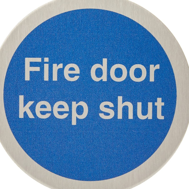 Seco Fire Door Keep Shut Sign, 72mm Diameter - 1.2mm