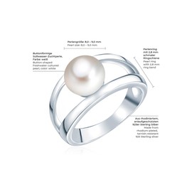 Valero Pearls Sterling Silver 925 rhodium-plated Ladies Ring with Freshwater cultured pearls white Size P 60201414