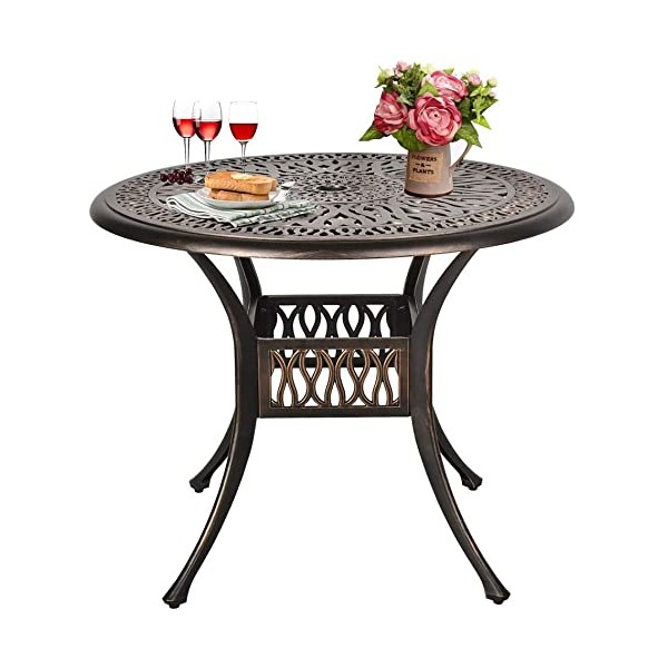 LEISU 35.4'' Patio Bistro Round Dining Table Cast Aluminum Bistro