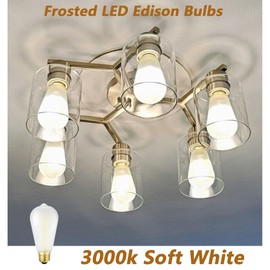 HOMOSUM E26 Frosted LED Edison Bulbs, 4W, Equivalent 40W, Soft White 3000K,400LM,AC120V,Dimmable ST58 Frosted Vintage Bulbs with 90+ CRI, Pack of 6 (4W=40W Soft White)