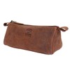 Rustic Town Leather Pencil Case - Zippered Pen Holder Pouch