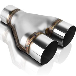 Mupera Universal 3 Inch Exhaust Y Pipe, Stainless Steel 3" Single to 3" Dual Exhaust Adapter Connector, 10 Inch Long Diesel Y-Pipe, Weld-on