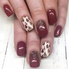 BABALAL Press On Nails Medium Square Fake Nails - Burgundy