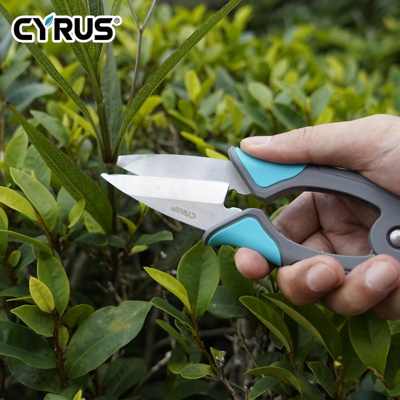 CYRUS Garden Pruner Herb Scissors,Large Size Handle and Sharp Blades,