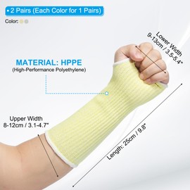 PATIKIL 10 Inch Cut Resistant Sleeve, 2 Pairs Arm Safety Protectors Sleeves with Thumb Hole Level 5 Protection Forearm Guard Sleeves for Thin Skin and Bruising, XS, Yellow/Gray