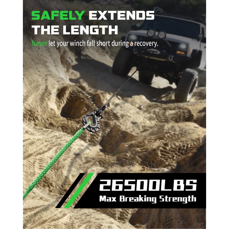 DAYDOOR Winch Rope Extension, 3/8'' x 50ft Synthetic Winch Extension