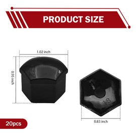 yorpyep 20 PCS Lug Nut Cover, 21 mm Hexagonal Nut Tire Screws Rust-Proof and Dust-Proof Protective Cover, Wheel Hub Decorative Plastic Shell with Removal Tool, for Most Cars Tire Accessories (Black)