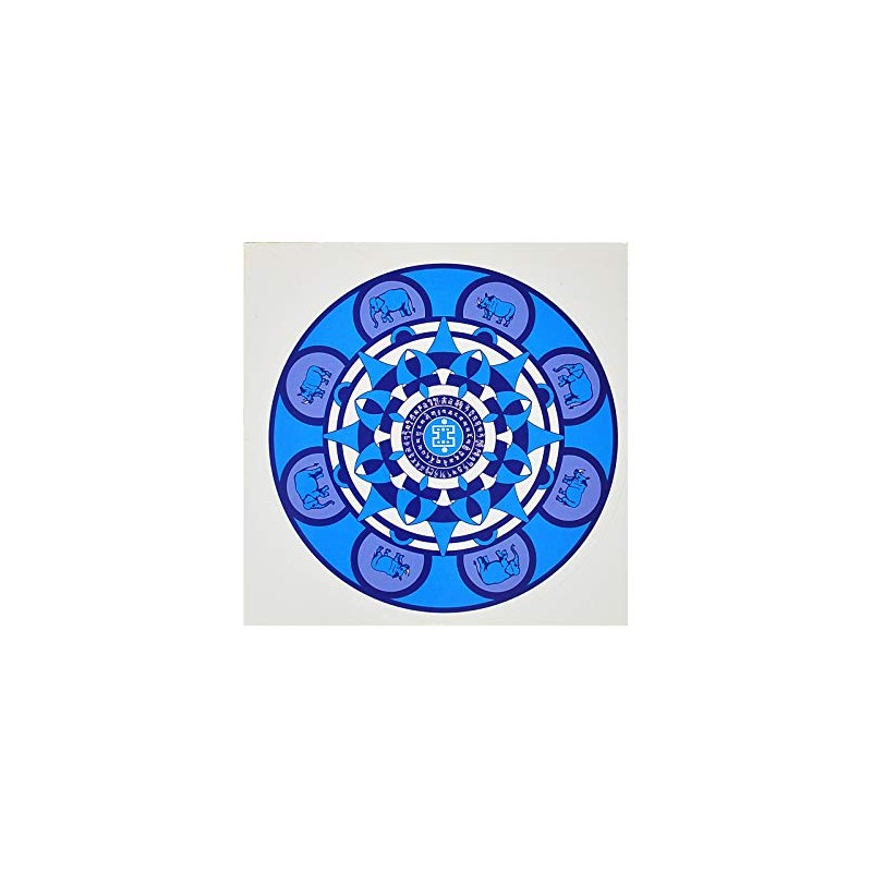 5Pcs Blue Window Sticker Window Elephant and Rhino - Prevent