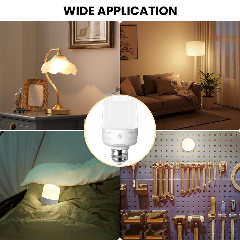 Qoollife E26 Rechargeable Light Bulbs with Remote Control, Battery Operated