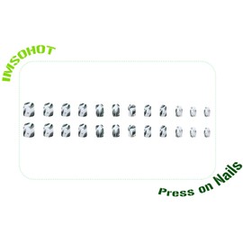 IMSOHOT Press on Nails Short Square Fake Nails White Glossy Full Cover Glue on Nails Green Leaf False Nails Stick on Nails for Women Girls Squoval Spring Summer Nail Kit