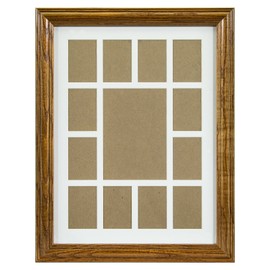 Craig Frames 440138 12 by 16-Inch Brown Picture Frame, Single White Collage Mat with 13 Openings