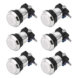 uxcell Game Push Button 33mm Round 12V LED Illuminated Push Button Switch with Micro Switch for Arcade Video Games White 6pcs