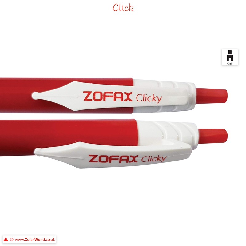 ZOFAX Clicky 50 x 0.7mm RED Retractable Fine Ballpoint Pens