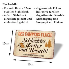 Caravan Camping Sign - Funny Metal Sign with Cord and Suction Cup - Funny Decoration Gift Idea for Camper Caravan Caravan - Decorative Accessory - 18 x 12 cm