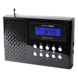 HANNLOMAX HX-512R Portable AM/FM/Weather Alert Radio, Alarm Clock, LCD Display, Headphone Jack, AC/DC Dual Power Source. (Black)