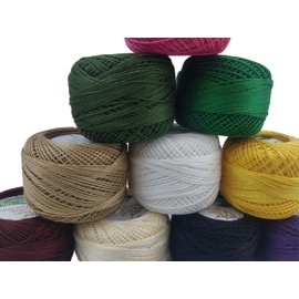 10 Pieces Pearl Cotton Anchor Crochet Cotton Embroidery Thread Balls Size 8 Pearl Balls Crochet Yarn Embroidery Fast Color (8 Meters Each) (Multicolor 05)