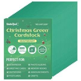 25 Sheets Christmas Green Cardstock - 8.5'' x 11'' 92lb Double-sided Cover Card Stock 250gsm Heavyweight Paper for Art Crafts Business Cards Party Décor UAP13GR
