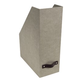 Bigso Box of Sweden Stehsammler für Zeitschriften, Magazine und Akten – praktischer Organizer aus Faserplatte und Papier in Leinenoptik – stabiler Zeitschriftenhalter mit Griff – beige
