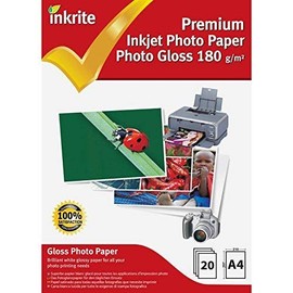 Inkrite PhotoPlus Premium Paper Photo Gloss 180gsm A4 (20 Sheets), White