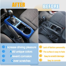 LLKUANG Center Console Gear Panle Frame Cover Trim Compatible with Toyota Tacoma 2016-2023,Car Gears Shift Panle Cup Holder Protective Trim Frame Car Accessories(Blue)