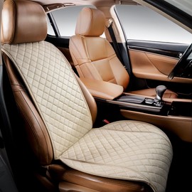 IVICY Faux Suede Car Seat Cover for Cars - Soft & Non-Slip - Front Car Seat Protector Covers for Most Automotive, Vans, SUVs, Trucks - 1 Unit - Light Beige