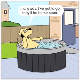 Twizler Funny Dog Card - Hot Tub - Funny Dog Happy Birthday Card for Men & Women - Blank Inside - Him Her Dad Mum Husband Wife Canine Lover - Retirement - Humour Anniversary