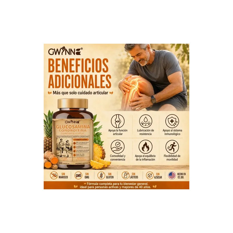 Glucosamina Complex Glucosamine 1500mg, Chondroitin, MSM, Curcumin, Quercetin, 90 Caps