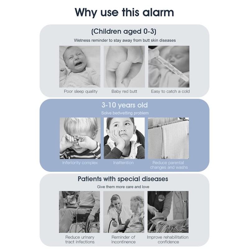 Mingzhe Wireless Bedwetting Alarm Pee Alarm with Receiver & Clip-on