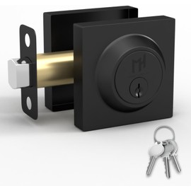 Mega Handles - Glamor Deadbolt I Entry Deadbolt Lock - Heavy Duty Round Locking Deadbolt for Left or Right-Handed Doors - Interior/Exterior - Matte Black